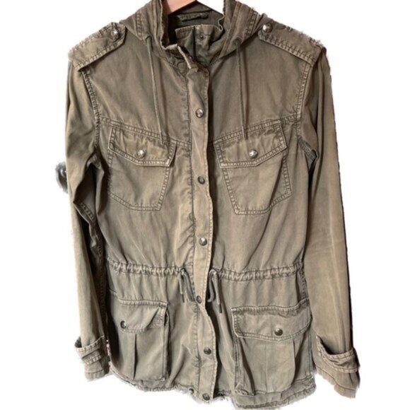 ARITZIA *  Talula TROOPER JACKET COAT w/ Hood  Green 100% cotton. - Picture 2 of 16